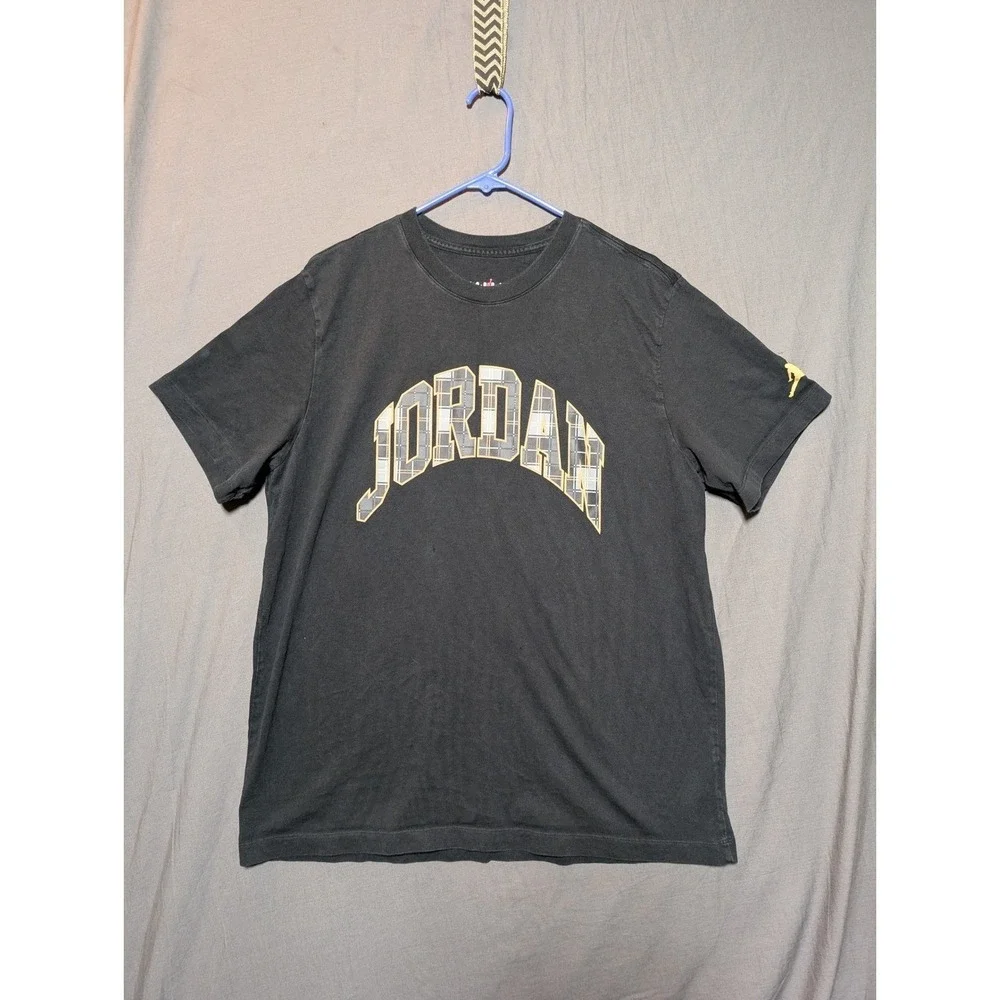 Jordan‎ Mens Graphic T Shirt Black Plaid Logo XL